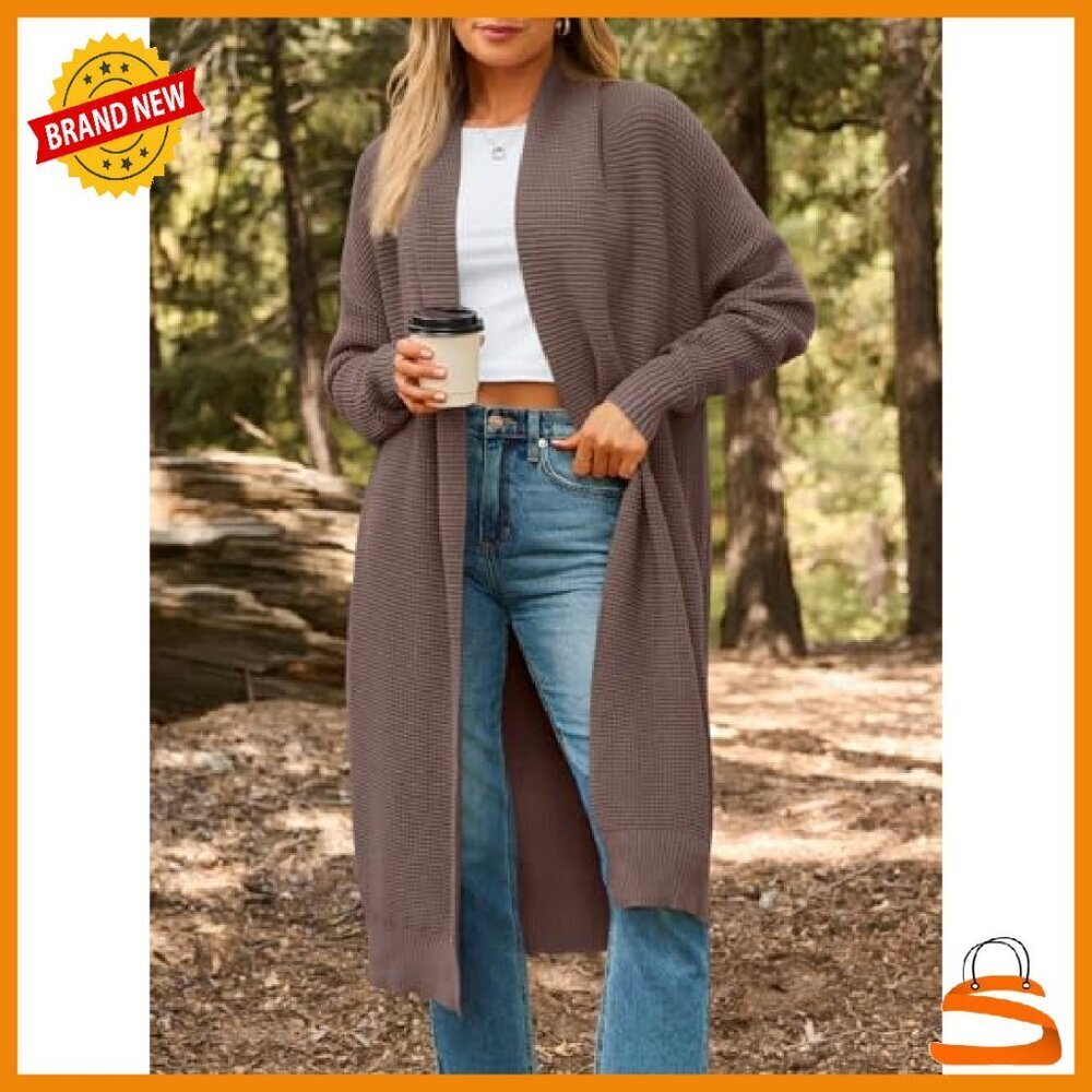 Oversized Long Cardigan Sweater Open Front Winter Coat Soft Cozy - Picture 3 of 8